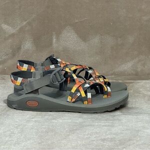 Chaco Zcloud X2 - Puzzle Poppy Orange Grey Yellow White Adjustable Sandal Size 9